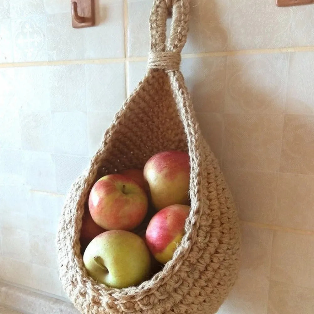 Natural Jute Woven Teardrop Plant Basket 