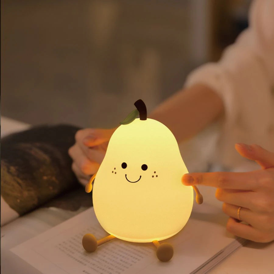 7 Color Rechargeable LED Pear Fruit Silicone Night Light