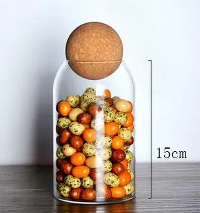 High Borosilicate Transparent Glass Storage with Cork Topper