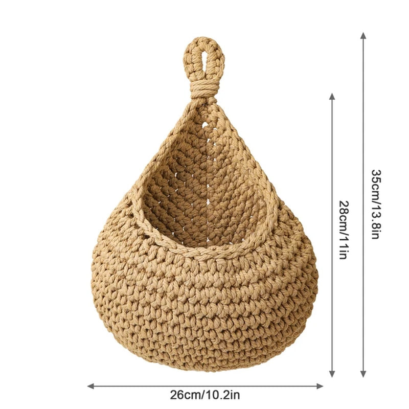 Natural Jute Woven Teardrop Plant Basket 