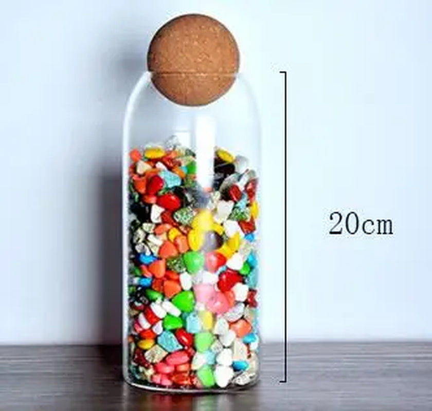 High Borosilicate Transparent Glass Storage with Cork Topper