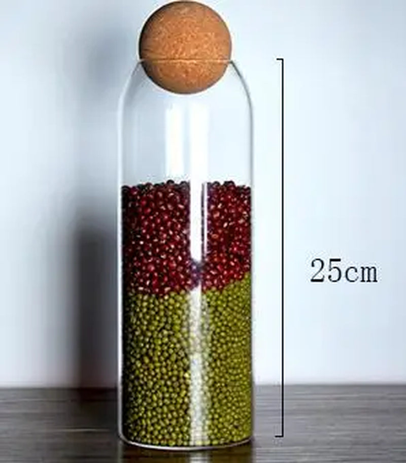 High Borosilicate Transparent Glass Storage with Cork Topper