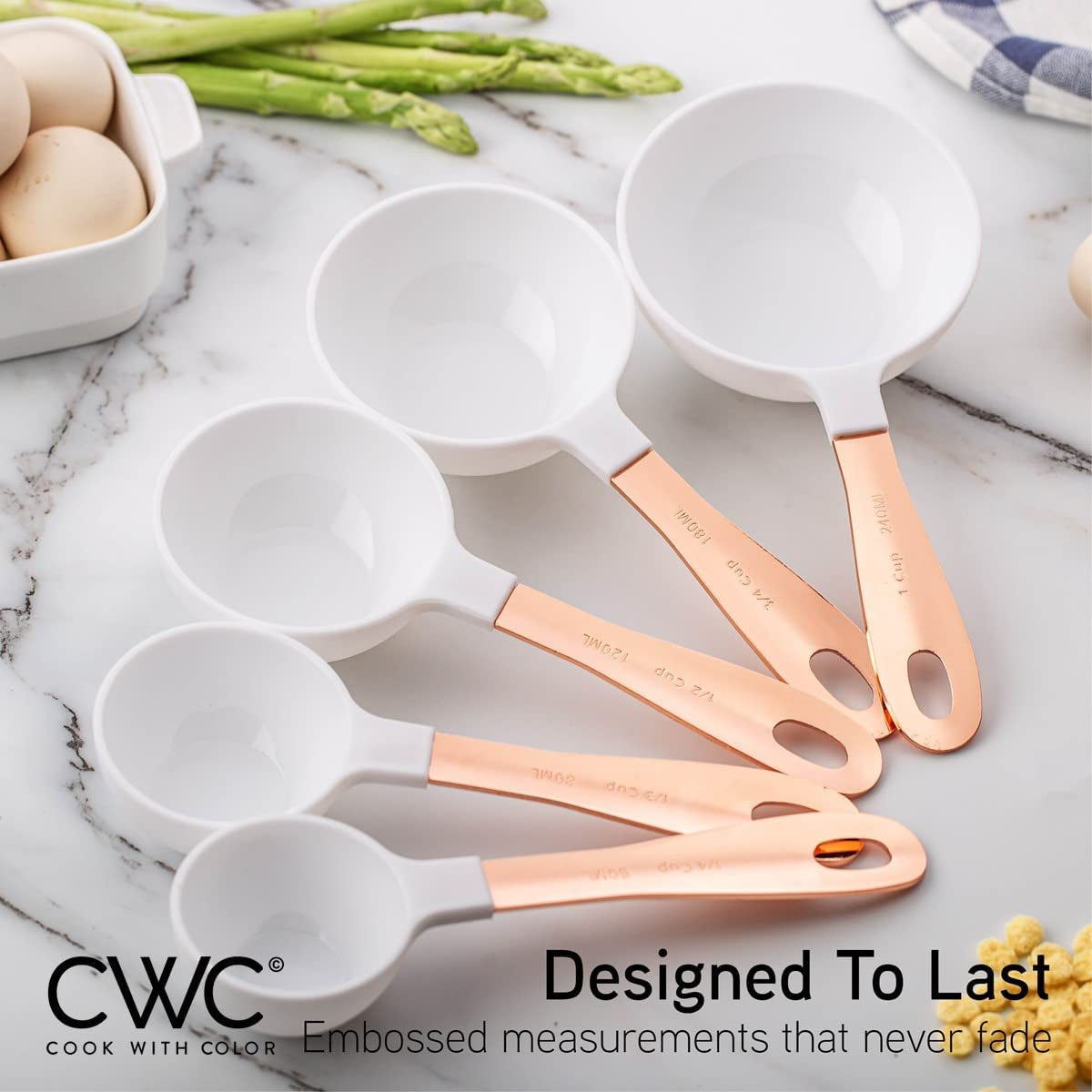 12 PC Nesting Cups Set and Measuring Spoon Set with Copper Coated Stainless Steel Handles